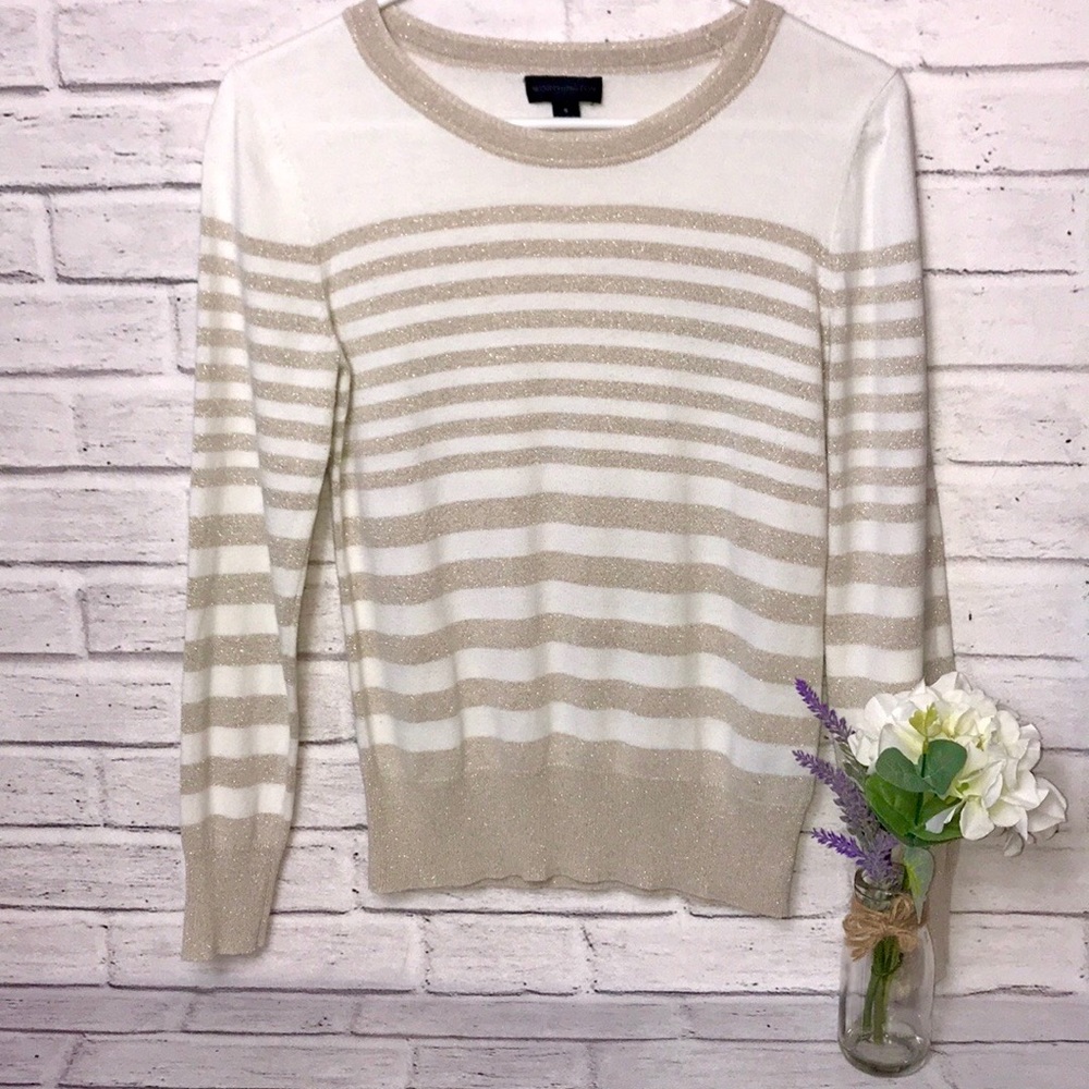 Cream and Tan Stripe Sweater